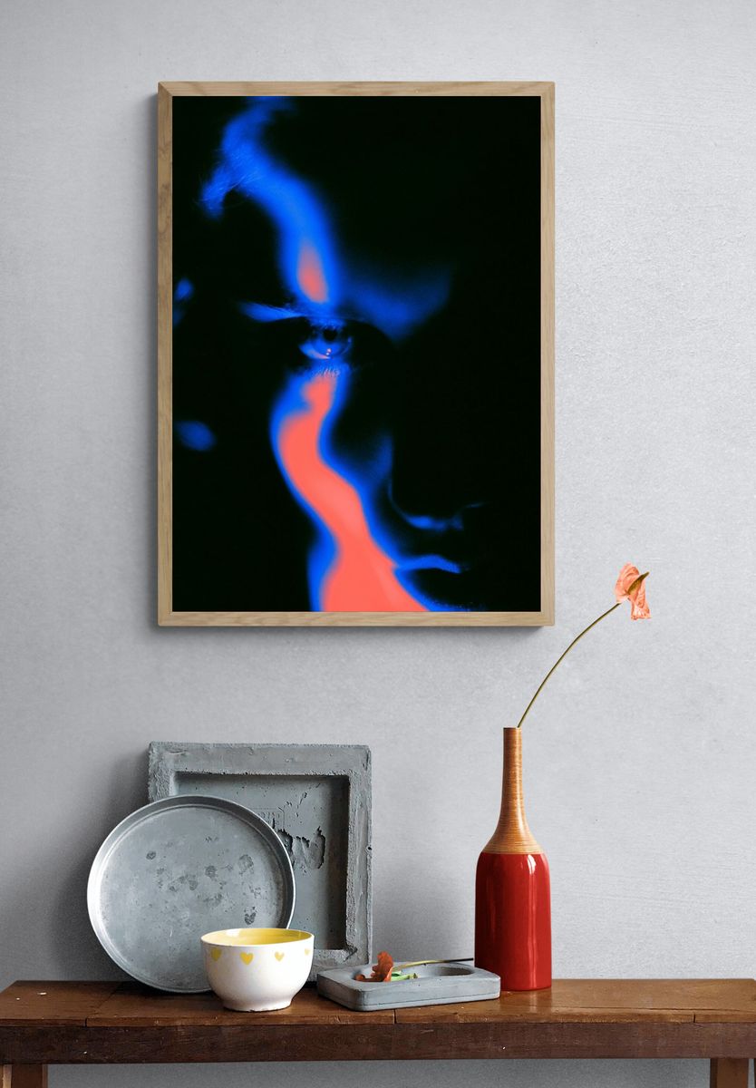 Neon Face Abstract Poster. — room view 3