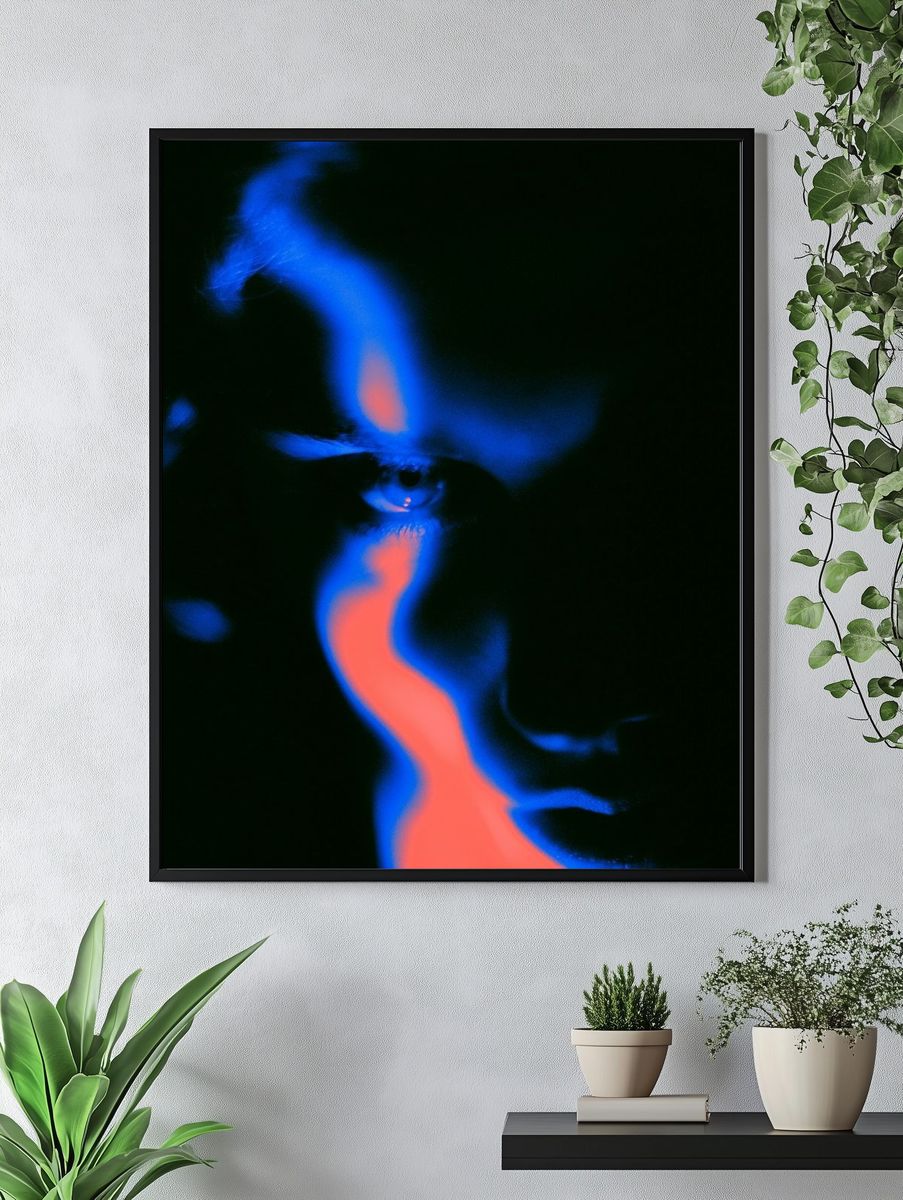 Neon Face Abstract Poster. — room view 4