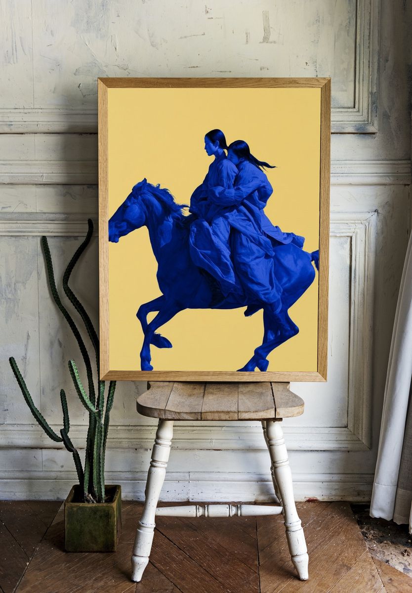 Blue Riders Surrealism Print. room preview