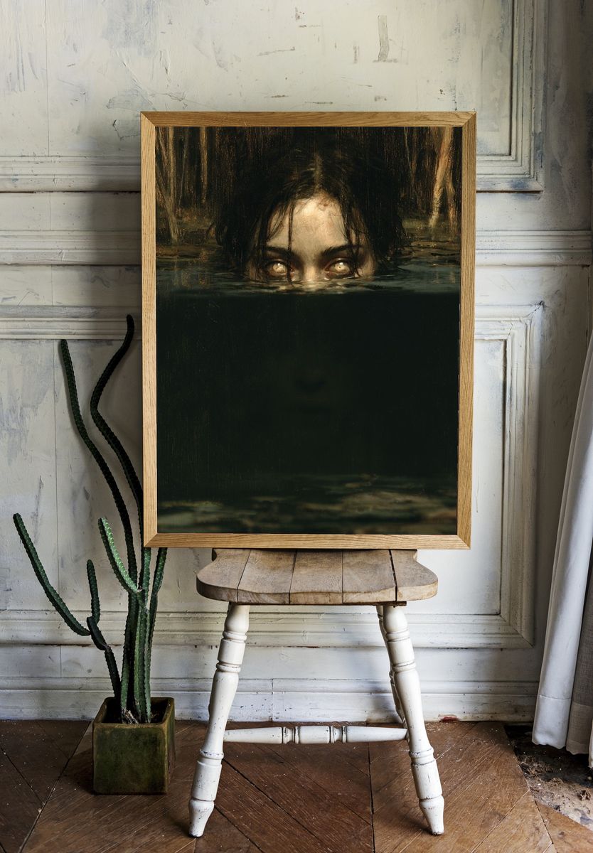 Woman in Meadow Impressionist Poster. room preview
