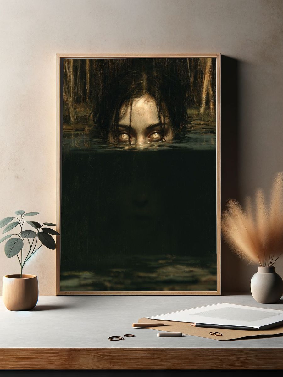 Woman in Meadow Impressionist Poster. — room view 2