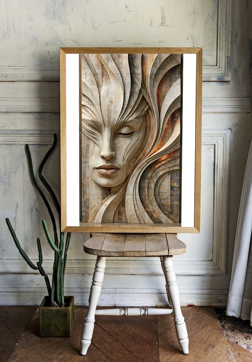 Abstract Stone Face Fine-Art Poster. room preview
