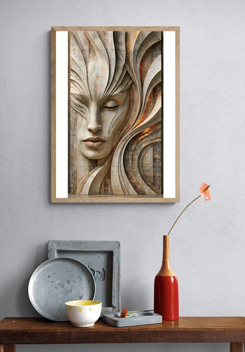 Abstract Stone Face Fine-Art Poster. — room view 3