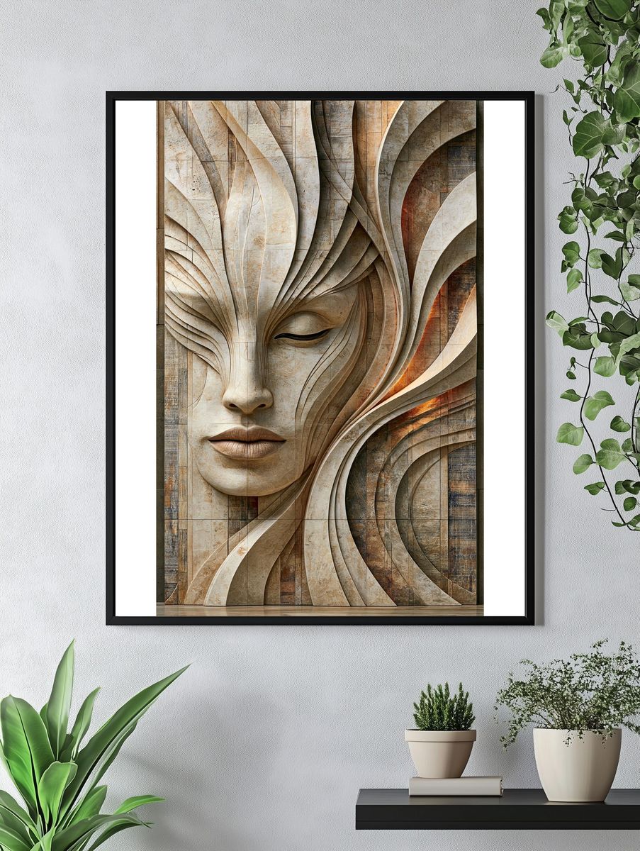 Abstract Stone Face Fine-Art Poster. — room view 4
