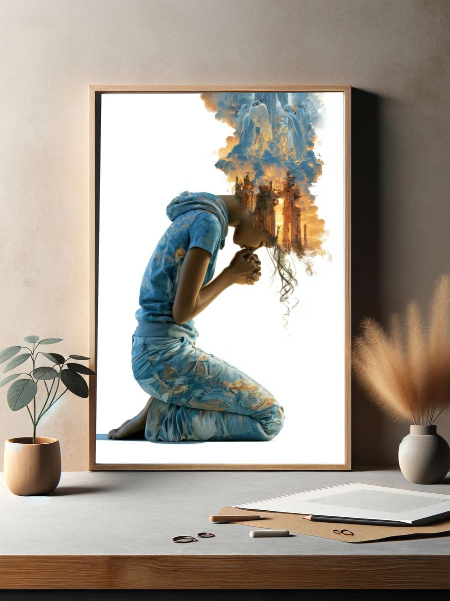 Dreaming Figure Surrealism Print. — room view 2