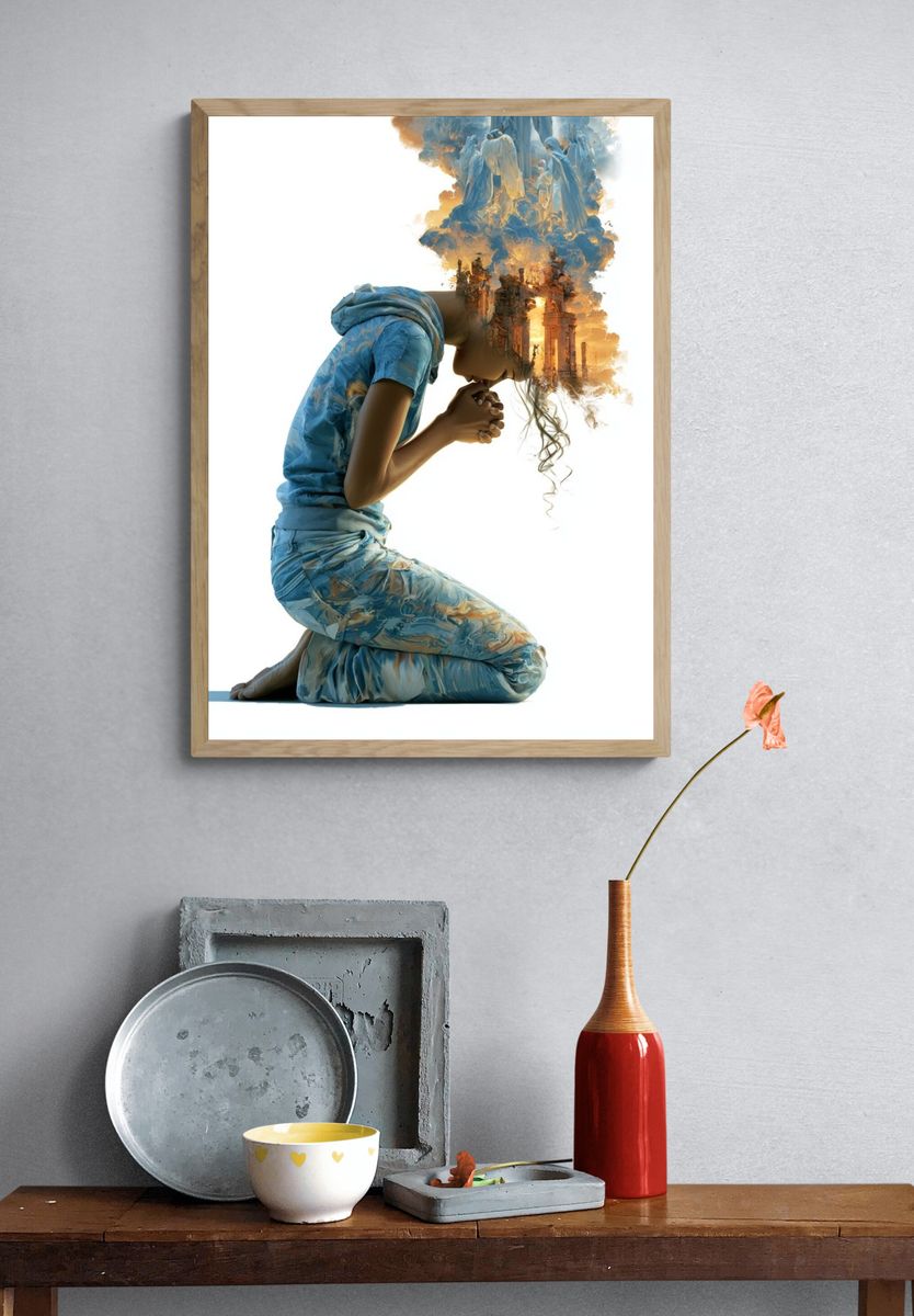 Dreaming Figure Surrealism Print. — room view 3