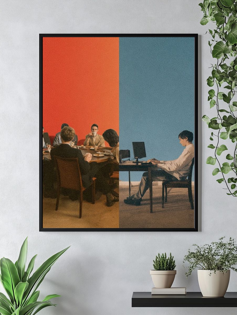 Split Scene Dinner and Desk Poster. — room view 4