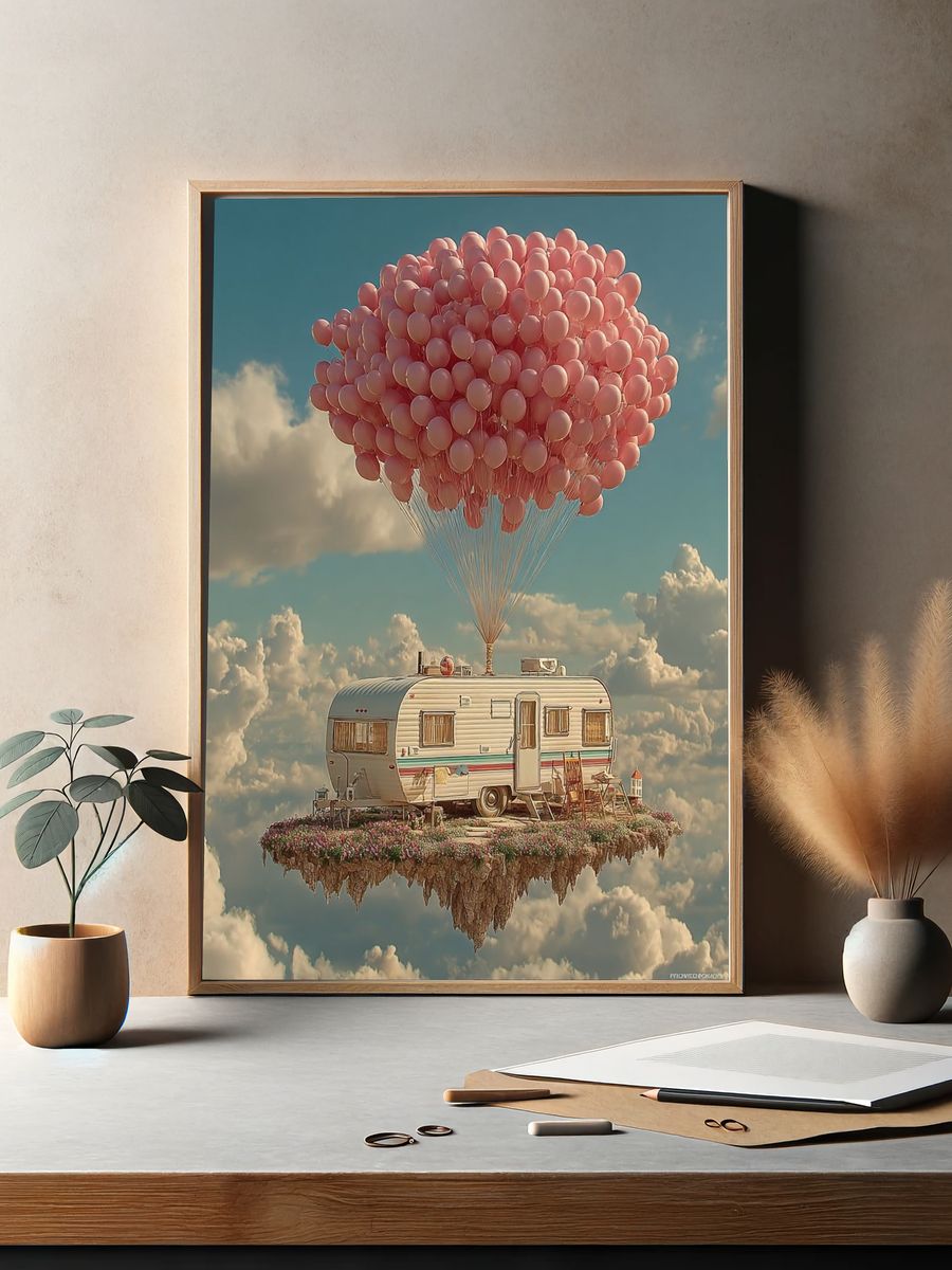 Floating Caravan Dreamscape Print. — room view 2