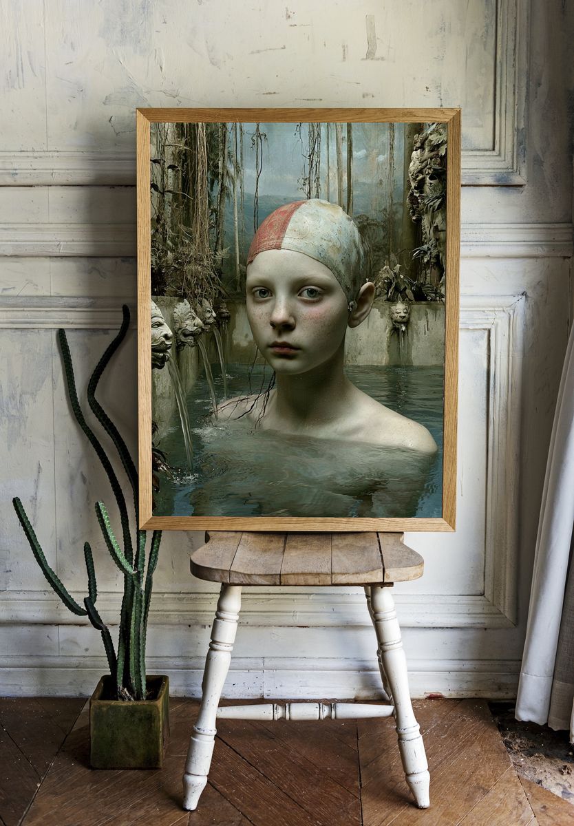 Surreal Forest Bath Portrait Print. — room view 1