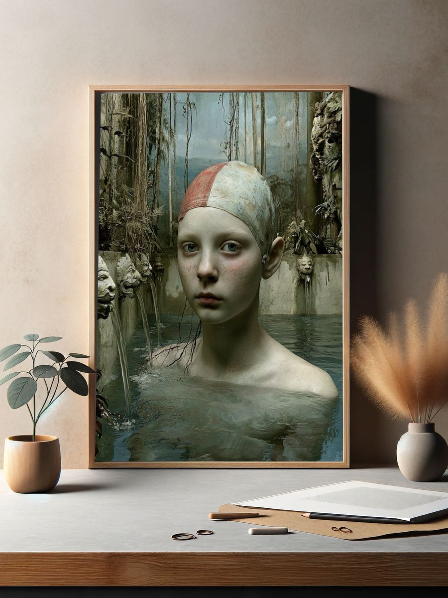 Surreal Forest Bath Portrait Print. — room view 2