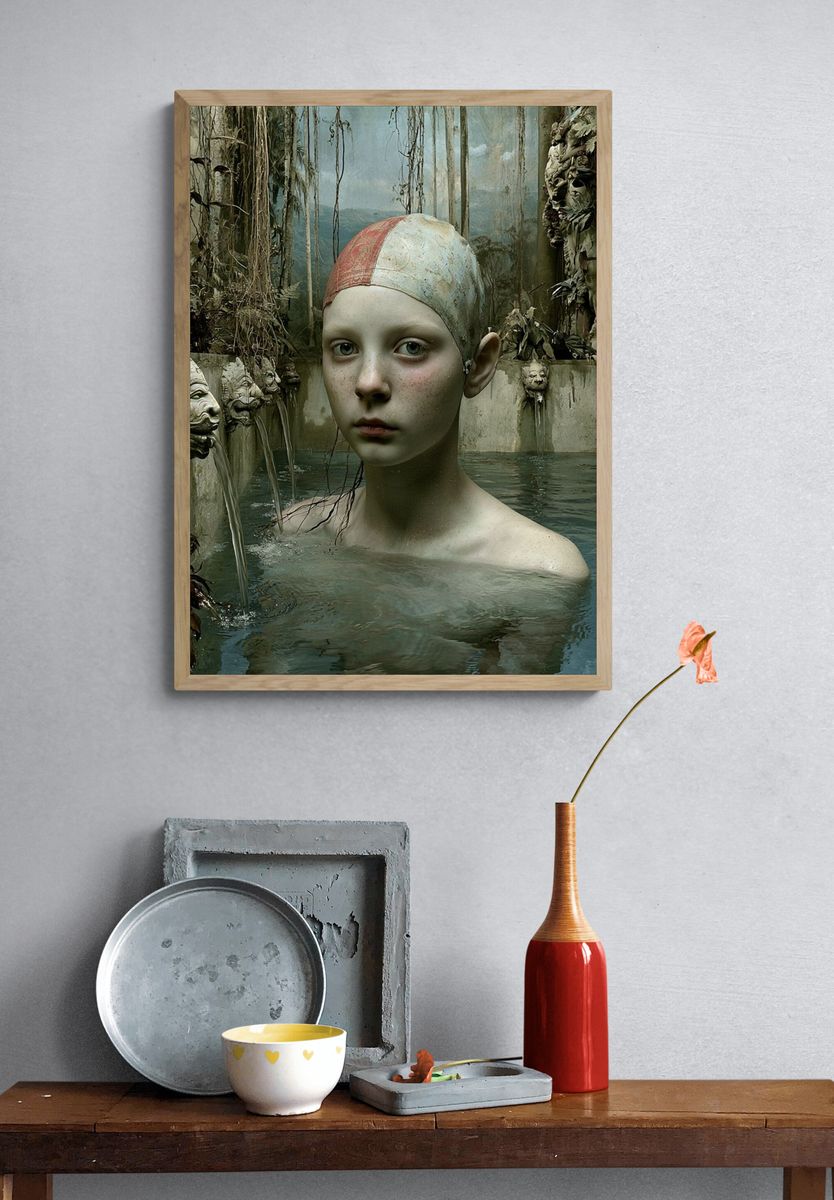 Surreal Forest Bath Portrait Print. — room view 3