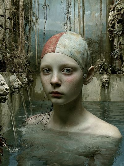 Surreal Forest Bath Portrait Print.