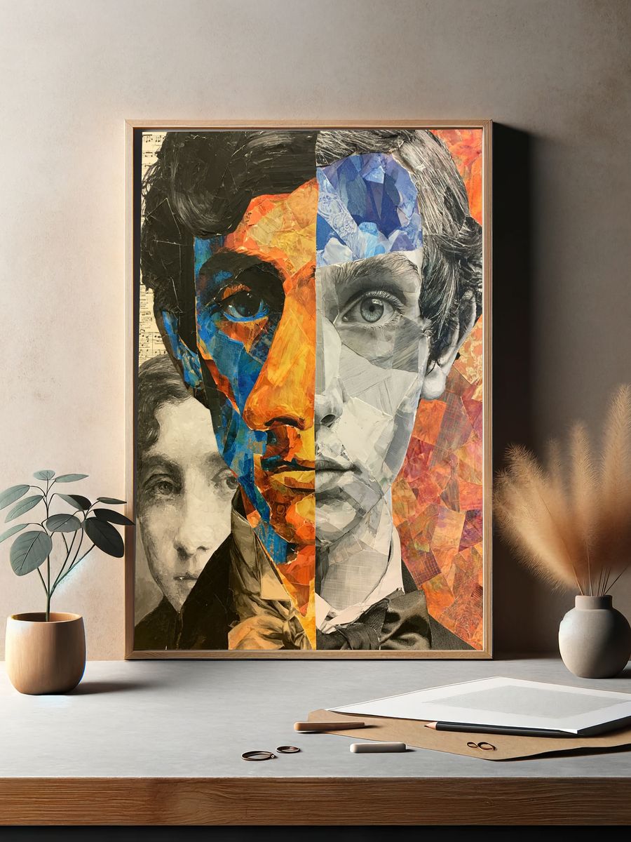 Split Portrait Collage Print. — room view 2