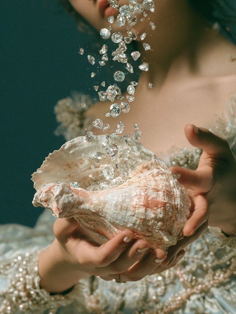 Seashell Crystal Portrait Print. poster — fine-art art