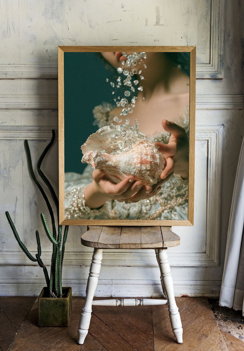 Seashell Crystal Portrait Print. — room view 1