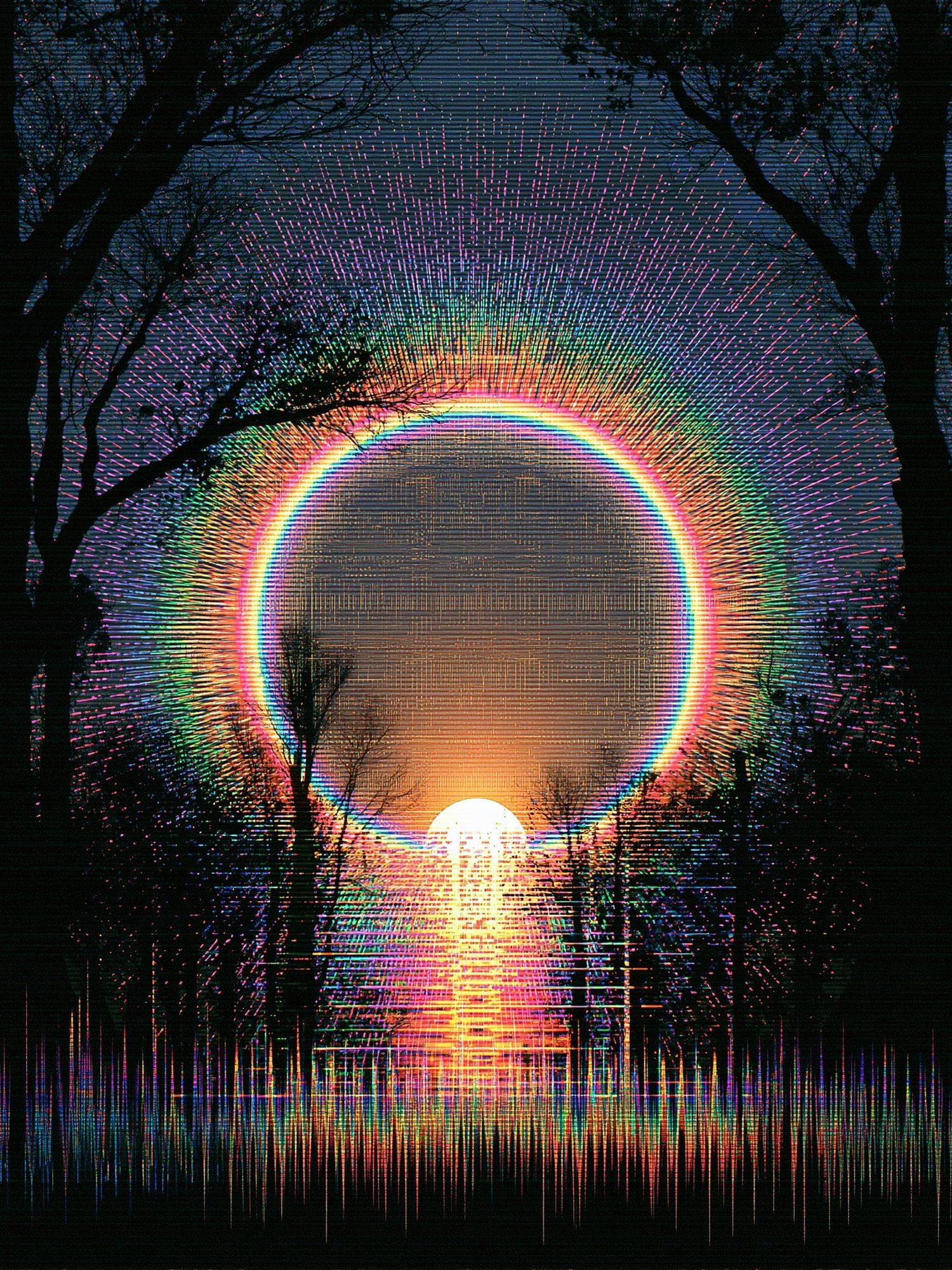Neon Eclipse Forest Poster. poster detail