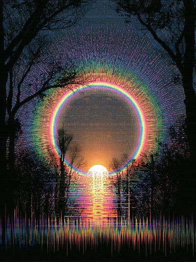 Neon Eclipse Forest Poster.