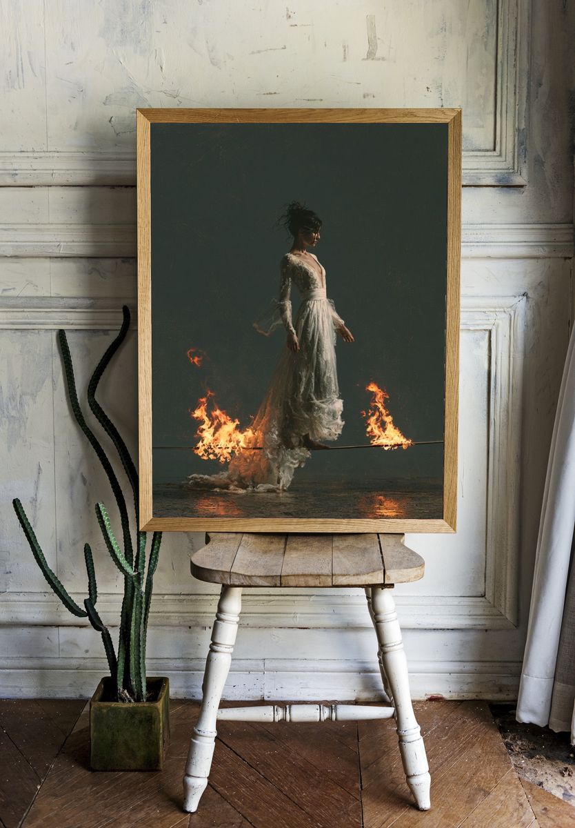 Burning Balance Surrealism Print. — room view 1