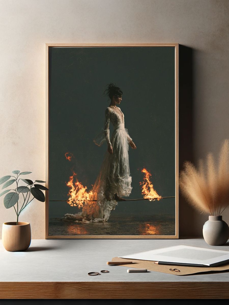 Burning Balance Surrealism Print. — room view 2