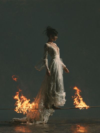 Burning Balance Surrealism Print.