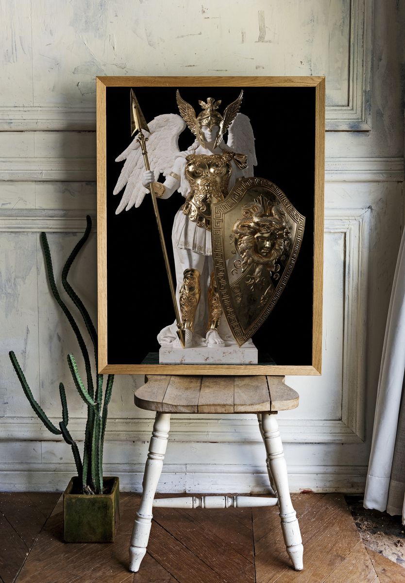 Golden Athena Statue Poster. — room view 1