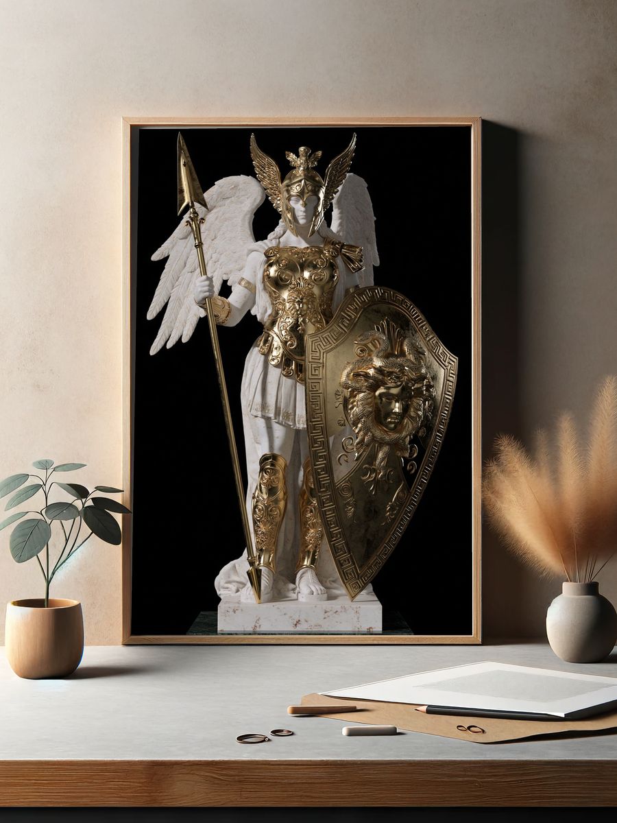 Golden Athena Statue Poster. — room view 2