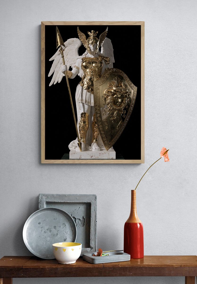 Golden Athena Statue Poster. — room view 3