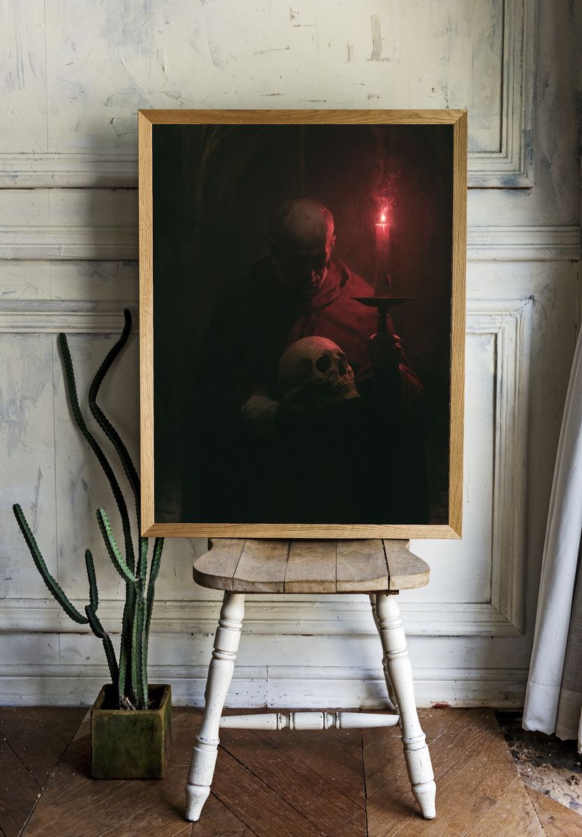 Candlelit Skull Portrait Poster. room preview