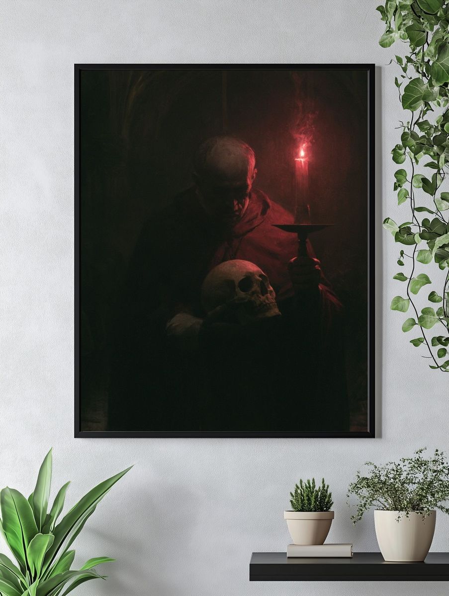 Candlelit Skull Portrait Poster. — room view 4