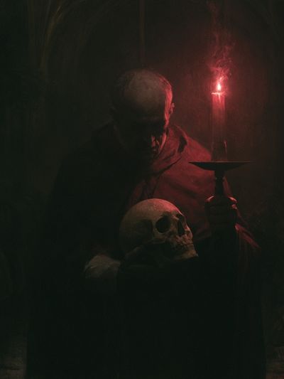 Candlelit Skull Portrait Poster.