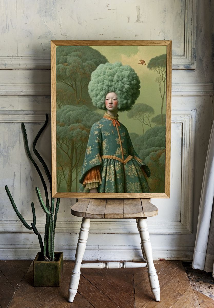 Surreal Forest Portrait Print. room preview
