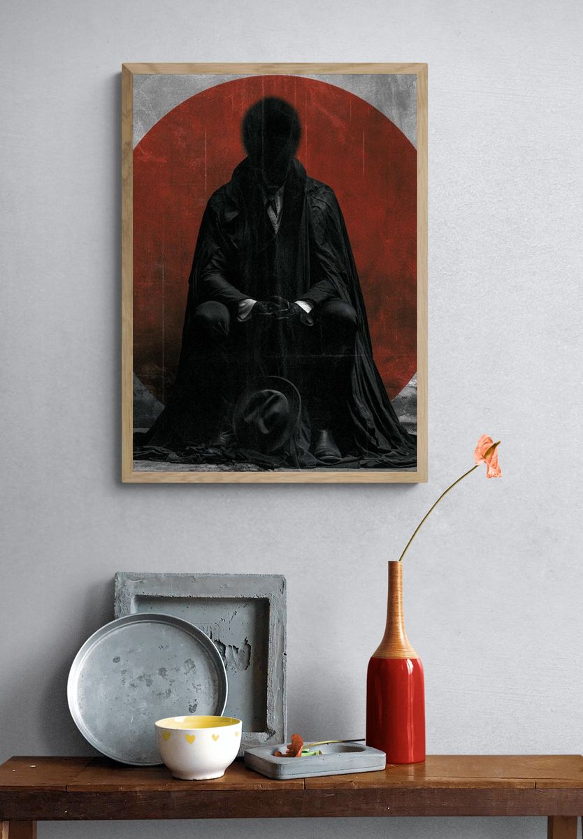 Dark Cloaked Figure Surrealism Poster. — room view 3