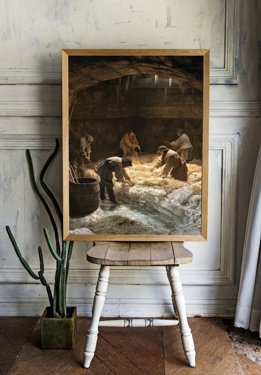 Ice Harvesting Cave Scene Poster. room preview