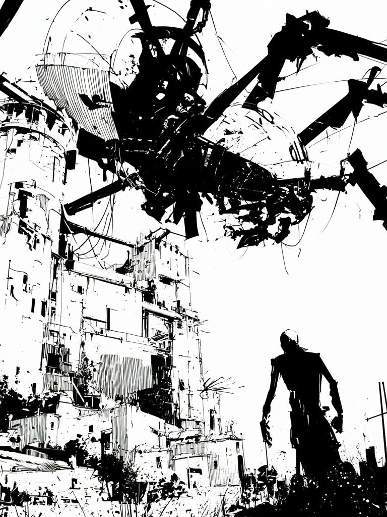 Surreal Industrial Cityscape Print. poster detail