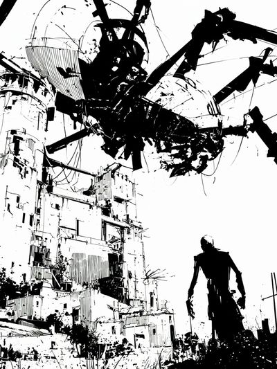 Surreal Industrial Cityscape Print. poster