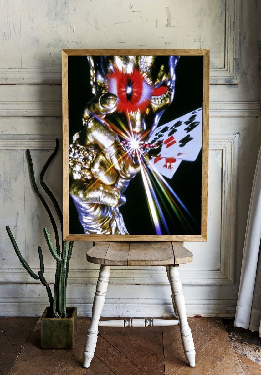 Golden Hand with Playing Cards Poster. room preview