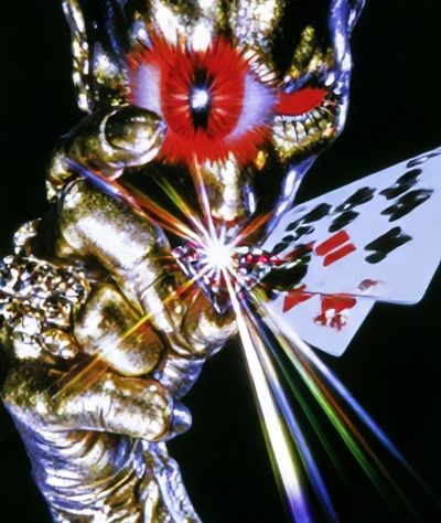 Golden Hand with Playing Cards Poster. poster