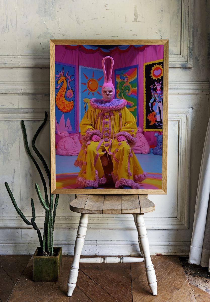 Surreal Clown Portrait Print. room preview