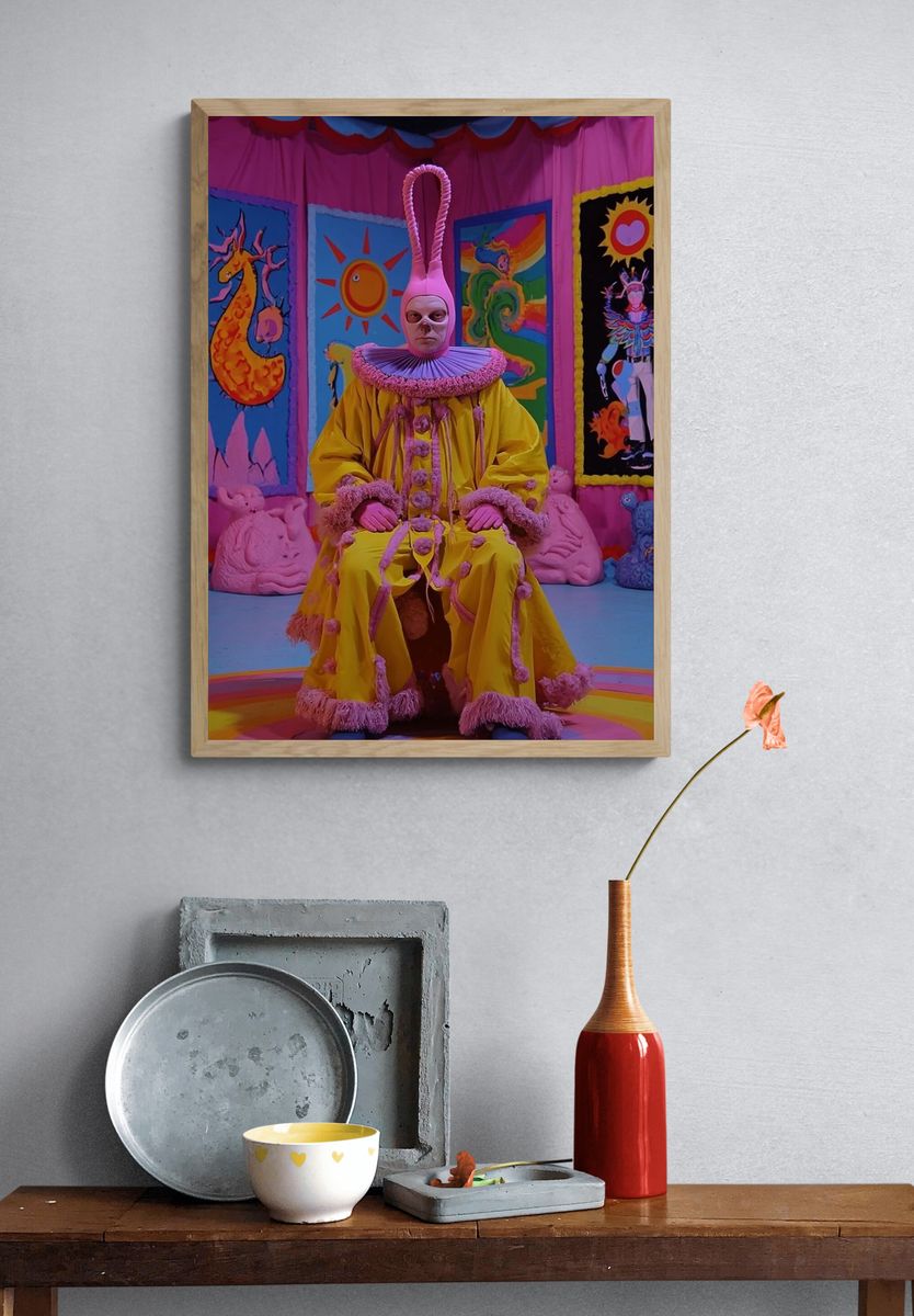 Surreal Clown Portrait Print. — room view 3