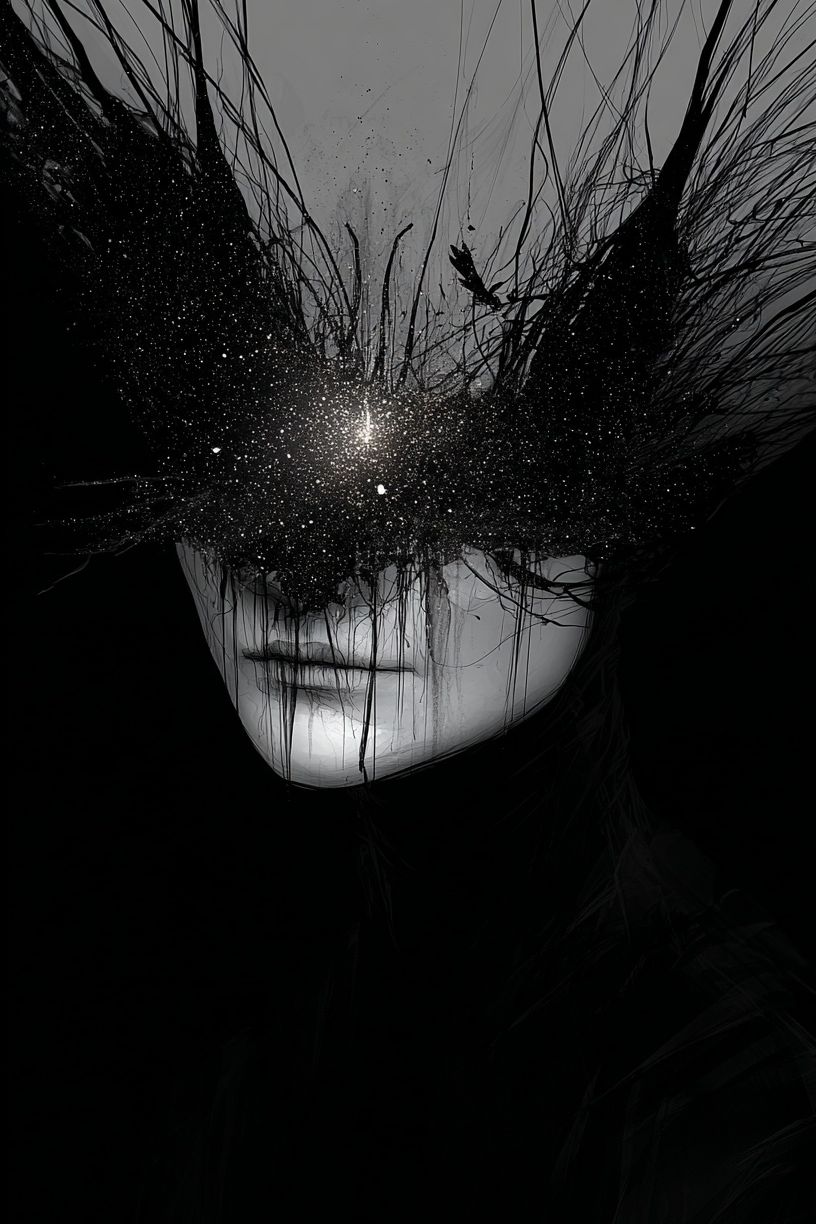 Cosmic Veil Portrait Print. poster — fine-art art
