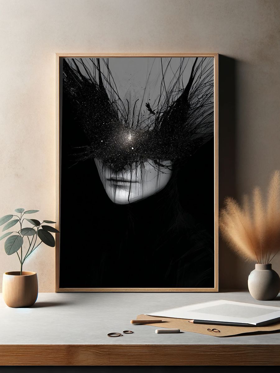 Cosmic Veil Portrait Print. — room view 2