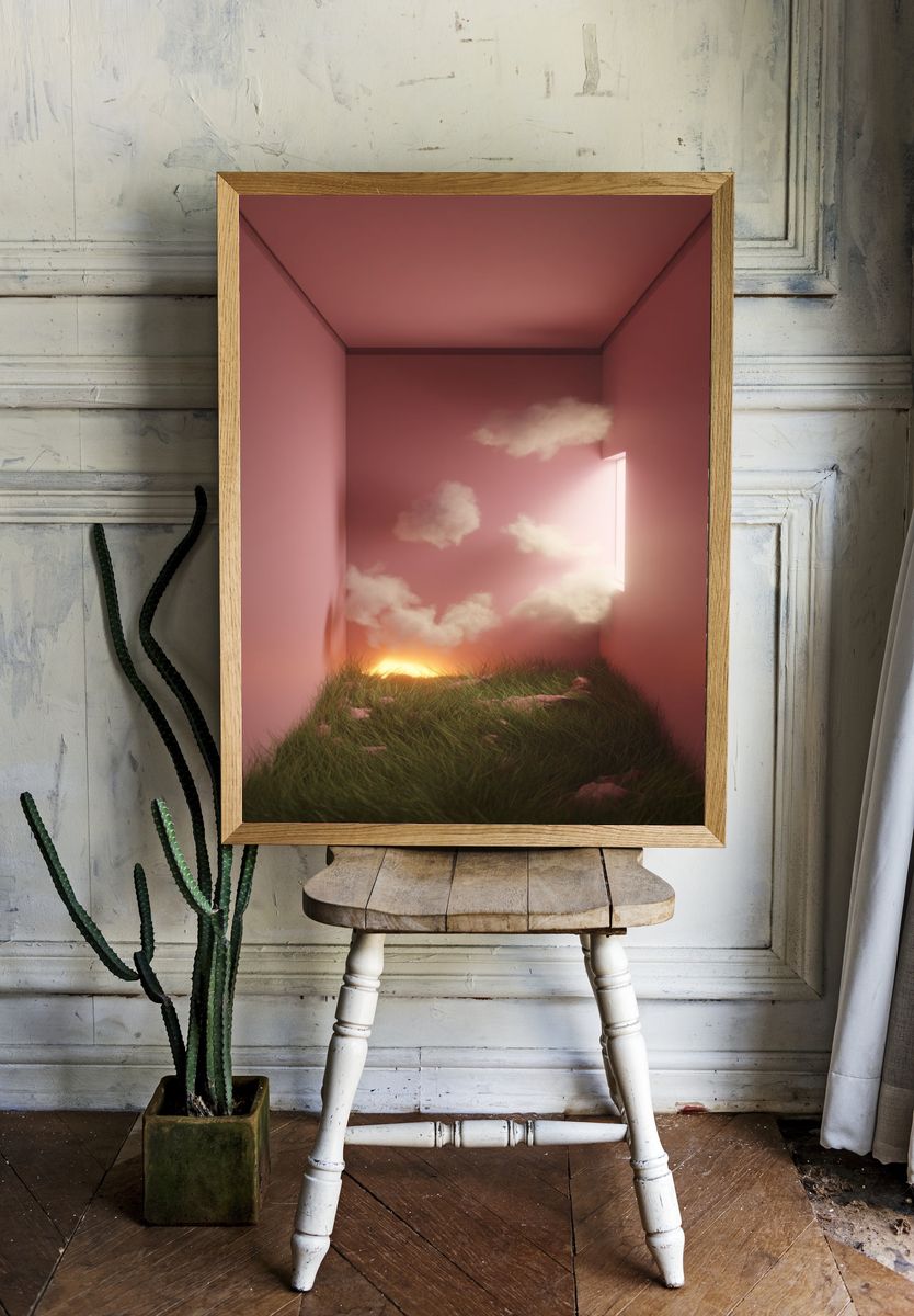 Pink Dreamscape Room Poster. — room view 1