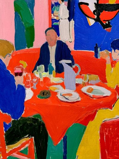 Café Scene Contemporary Poster.
