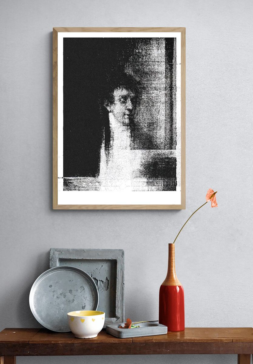 Abstract Portrait Black-White Print. — room view 3