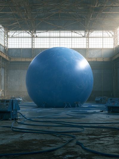 Blue Sphere Industrial Hall Poster.