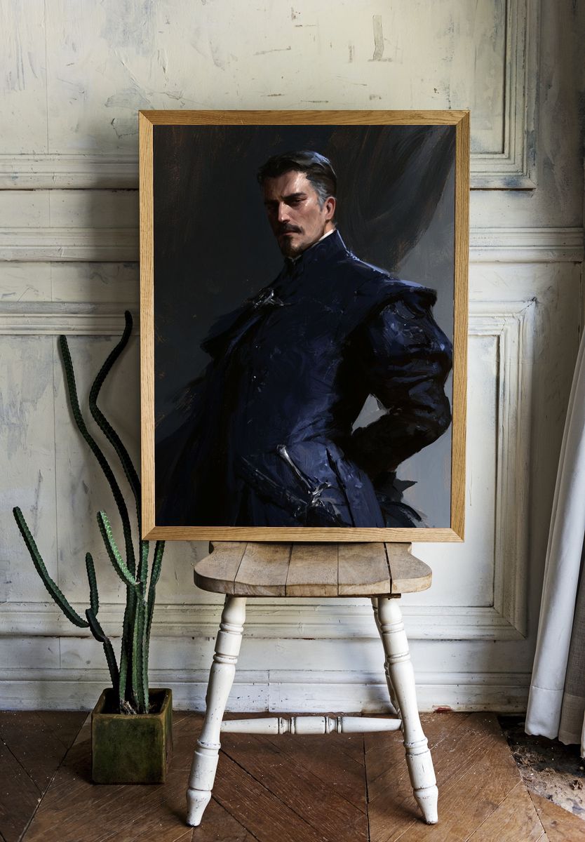 Dark Noble Portrait Print. room preview