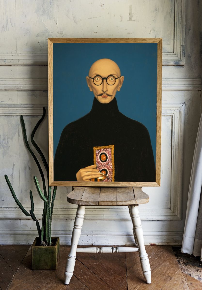 Surreal Bald Portrait Fine-Art Poster. room preview