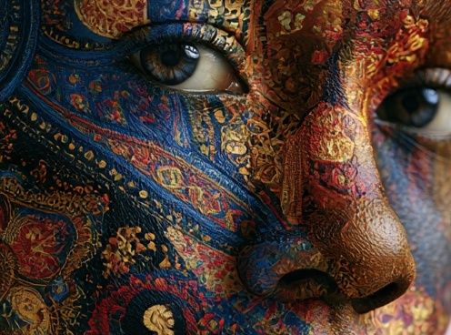 Patterned Face Portrait Print. poster detail