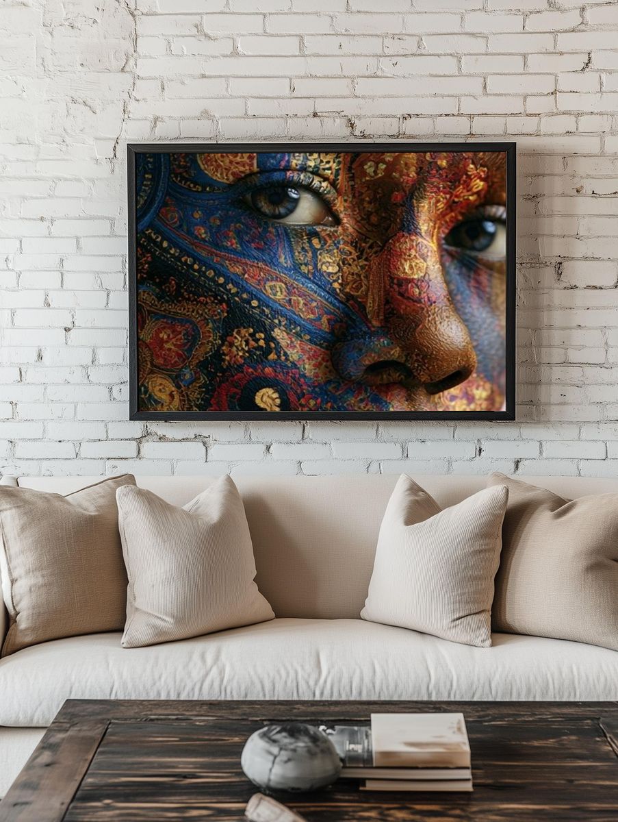 Patterned Face Portrait Print. room preview