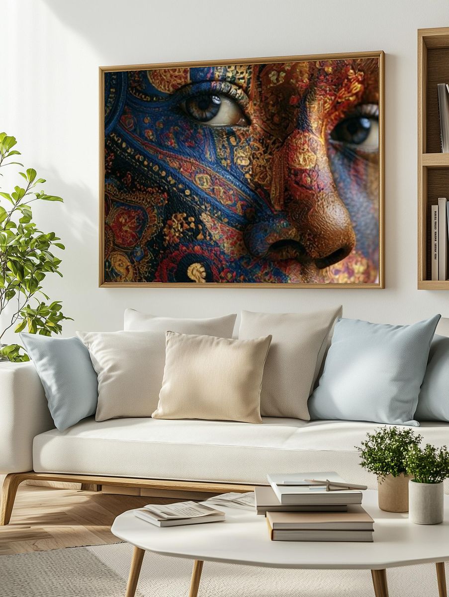 Patterned Face Portrait Print. — room view 2